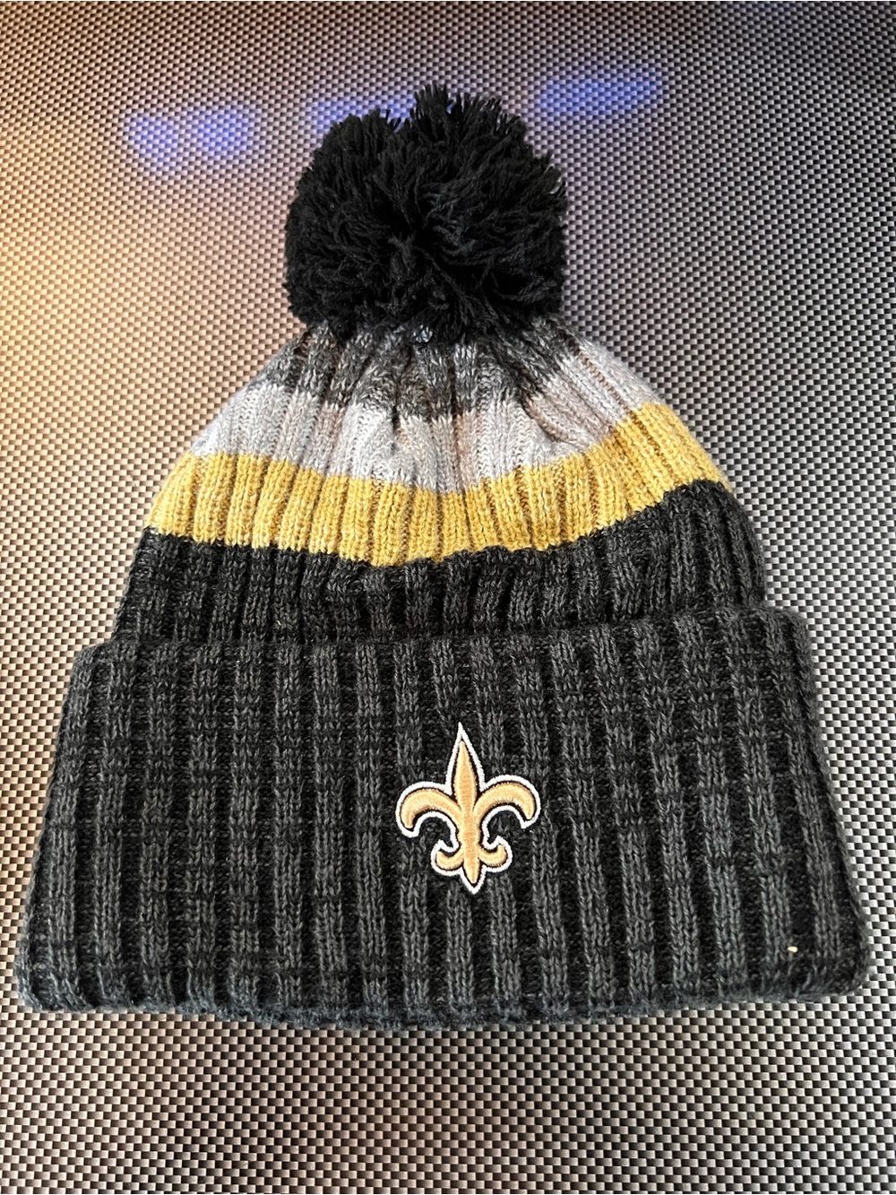 NFL Men's Knit Pom Beanie - Black, Gold, Gray